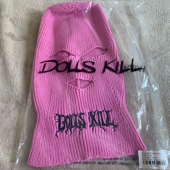 Dolls Kill Accessories Dolls Kill Pink Ski Mask Ribbed Knit Winter